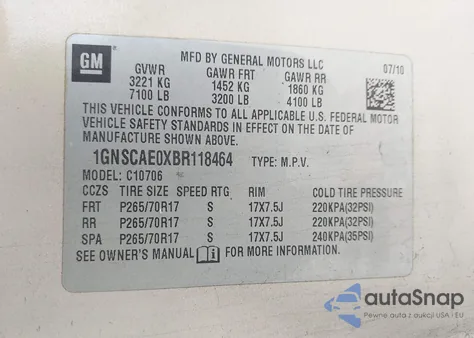 2011 Chevrolet Tahoe Ls from USA, damaged, VIN 1GNSCAE0XBR118464